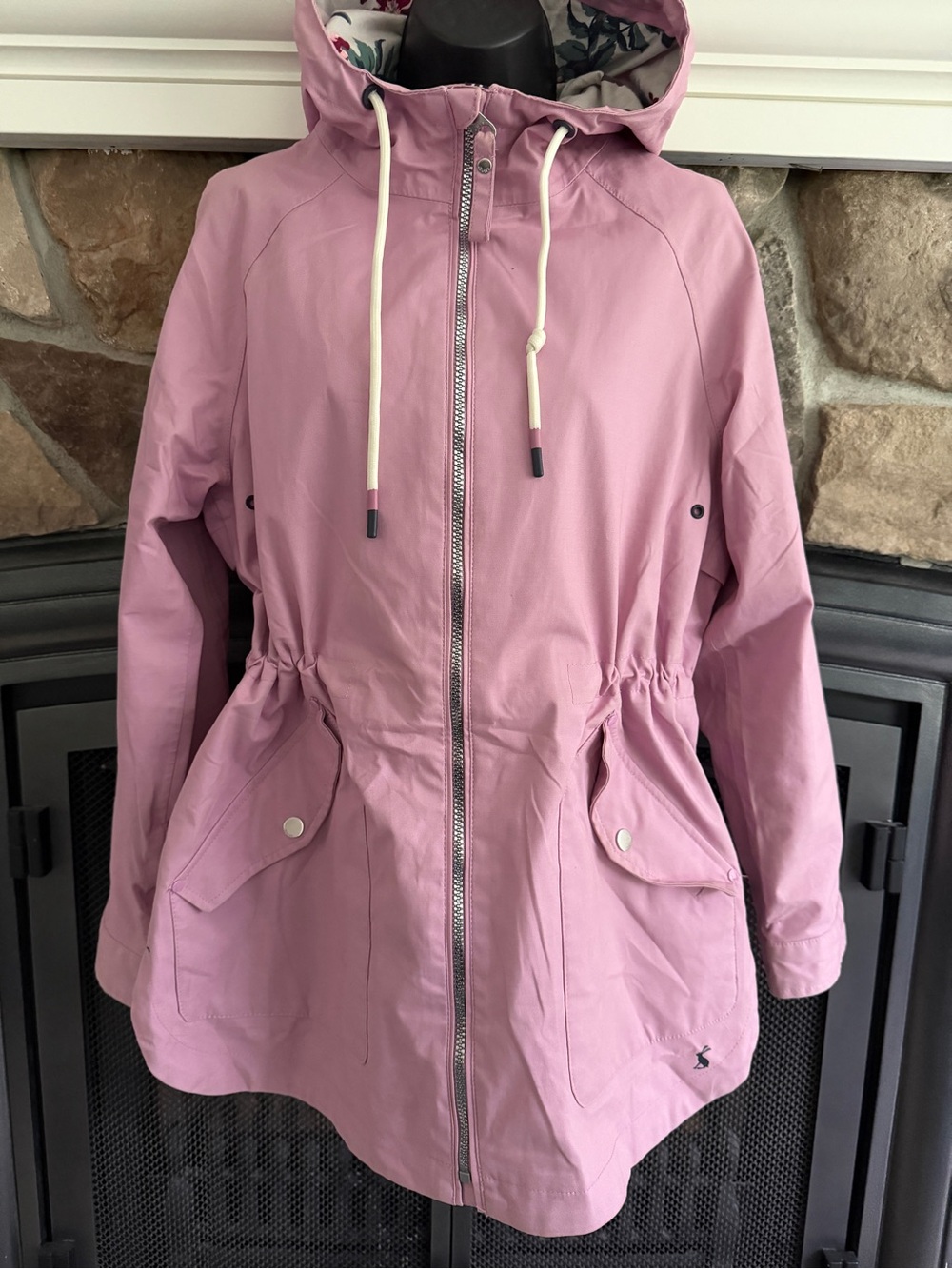 Joules Pink Hooded Drawstring Anorak Trench Coat